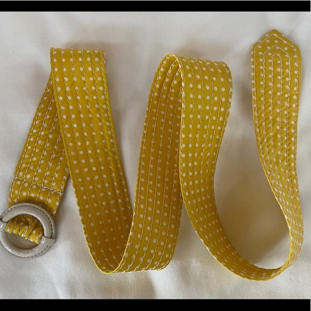 J.CREW S/M Yellow Polka Dot Quilted Silk Belt VERY NICE!